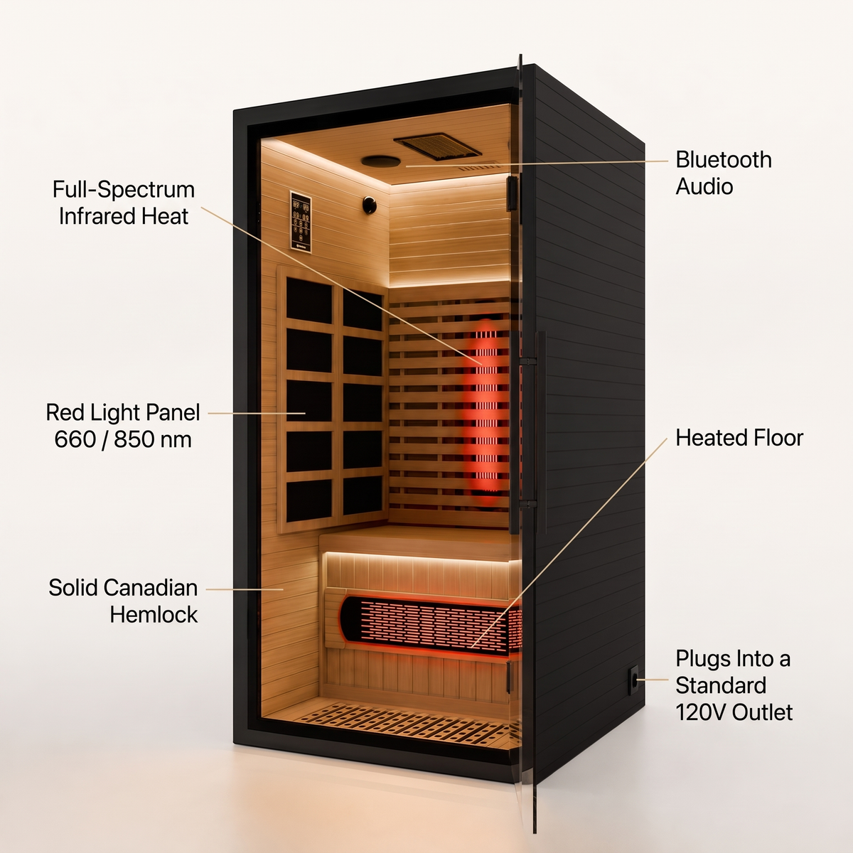 Solva™ 1-Person Infrared Sauna Full Spectrum